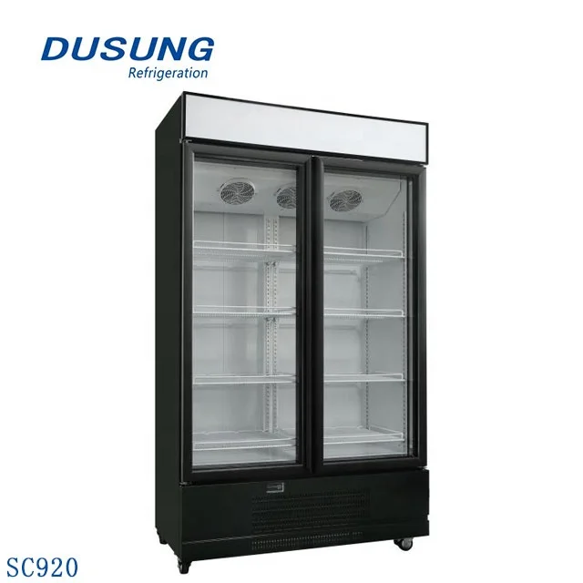 Коммерческая стеклянная дверь напитков холодильник вертикальный супермаркет дисплей морозильник холодильное