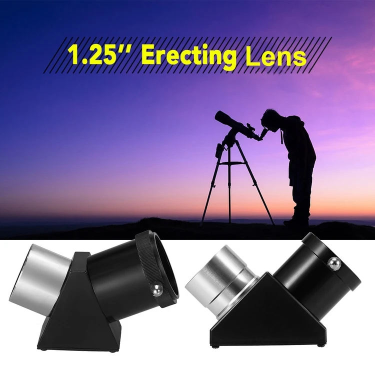 Astronomical Telescope Eyepiece 45 / 90 Degree Lens 1.25IN Zenith Mirror for Refractor Cassegrain Telescope