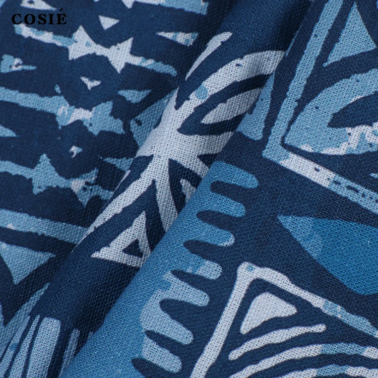 Hot designer digital printing 54% cotton 46% linen supply fabric custom Hawaii tropical style pattern for shirts cushions