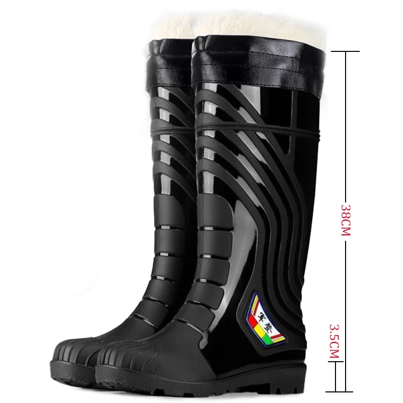Unisex Insulated PVC Rubber Rain Boots Waterproof Safe Boots Winter Man