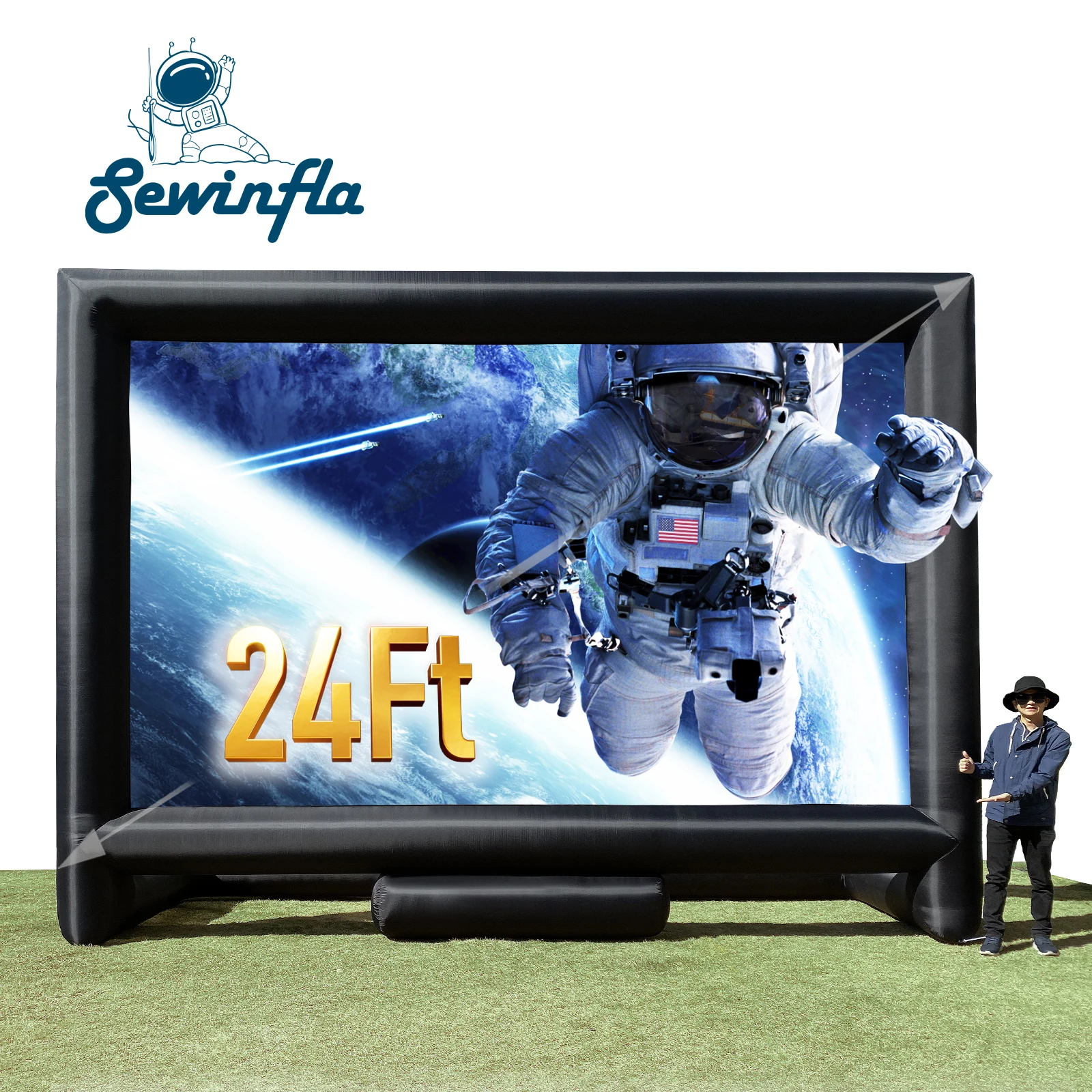 Sewinfla Hot sale 24Ft Inflatable TV Blow Up Out Door Projector Inflatable Movie Cinema Screen