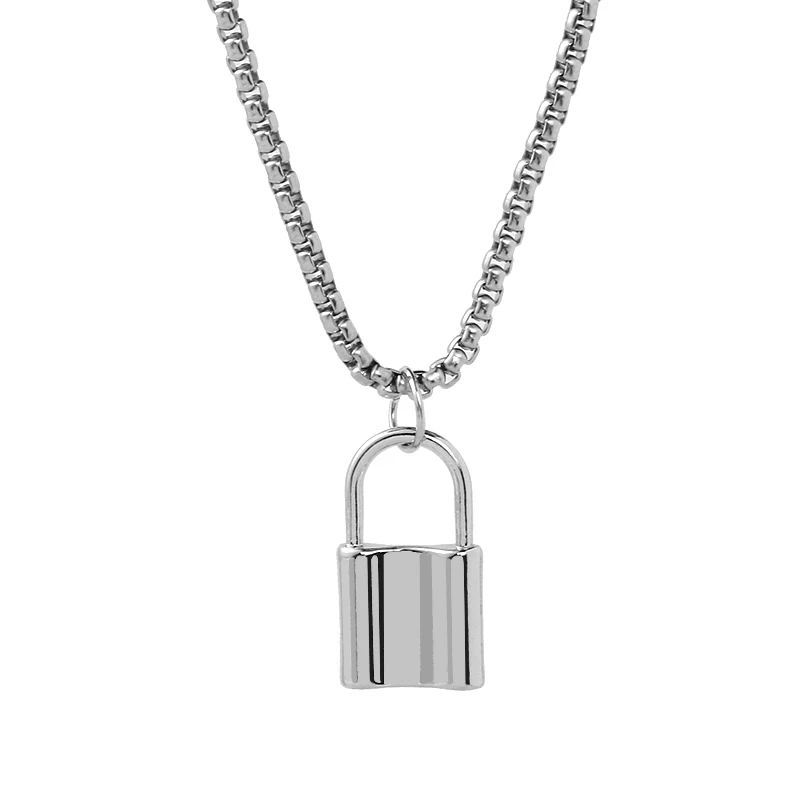 
New long small lock necklace simple cool personality couple clavicle chain 