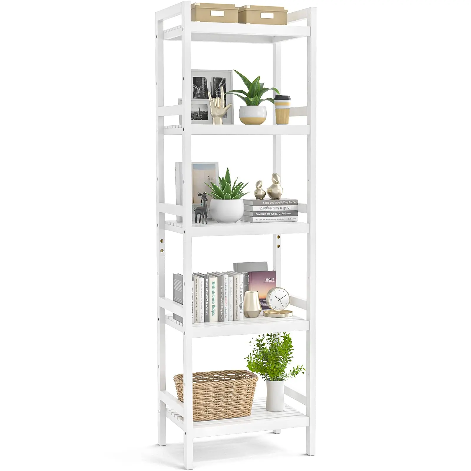 Customized Living Room Furniture Modern Standing Shelves Wholesale Display Storage Rack Flexible Adjustable Bamboo Bookshelf
