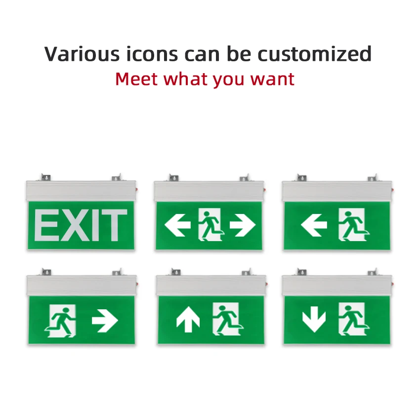 New Emergency Beam Lights High Power 3W Exit Sign Rechargeable Exit Led Emergency Sign