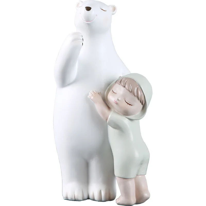 European creative polar bear ornaments bear hugs children home entrance room living room decoration resin crafts