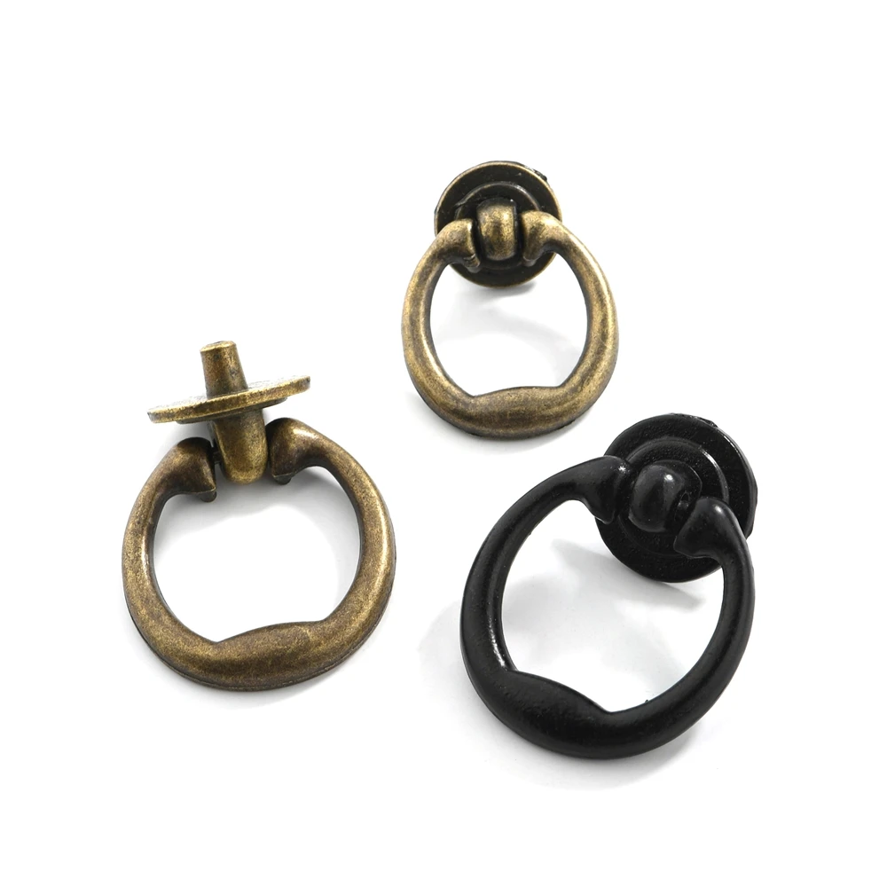 AIMINO Vintage Zinc Alloy Door Handle Kitchen Cabinet Handles Copper Pull Ring Round Handle And Knob for Wardrobe