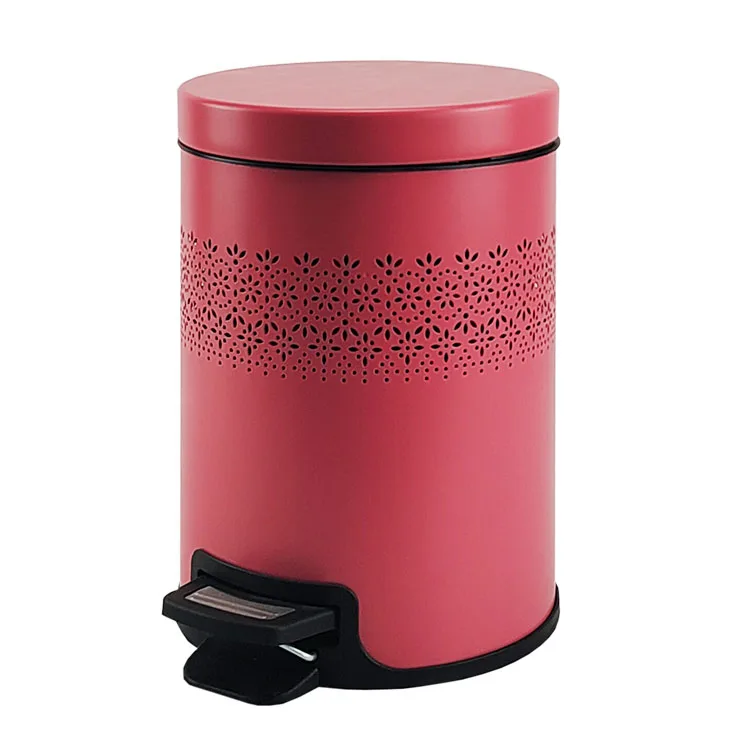 BX metal pedal bin round step trash with lid kitchen small garbage can waste bucket for bathroom