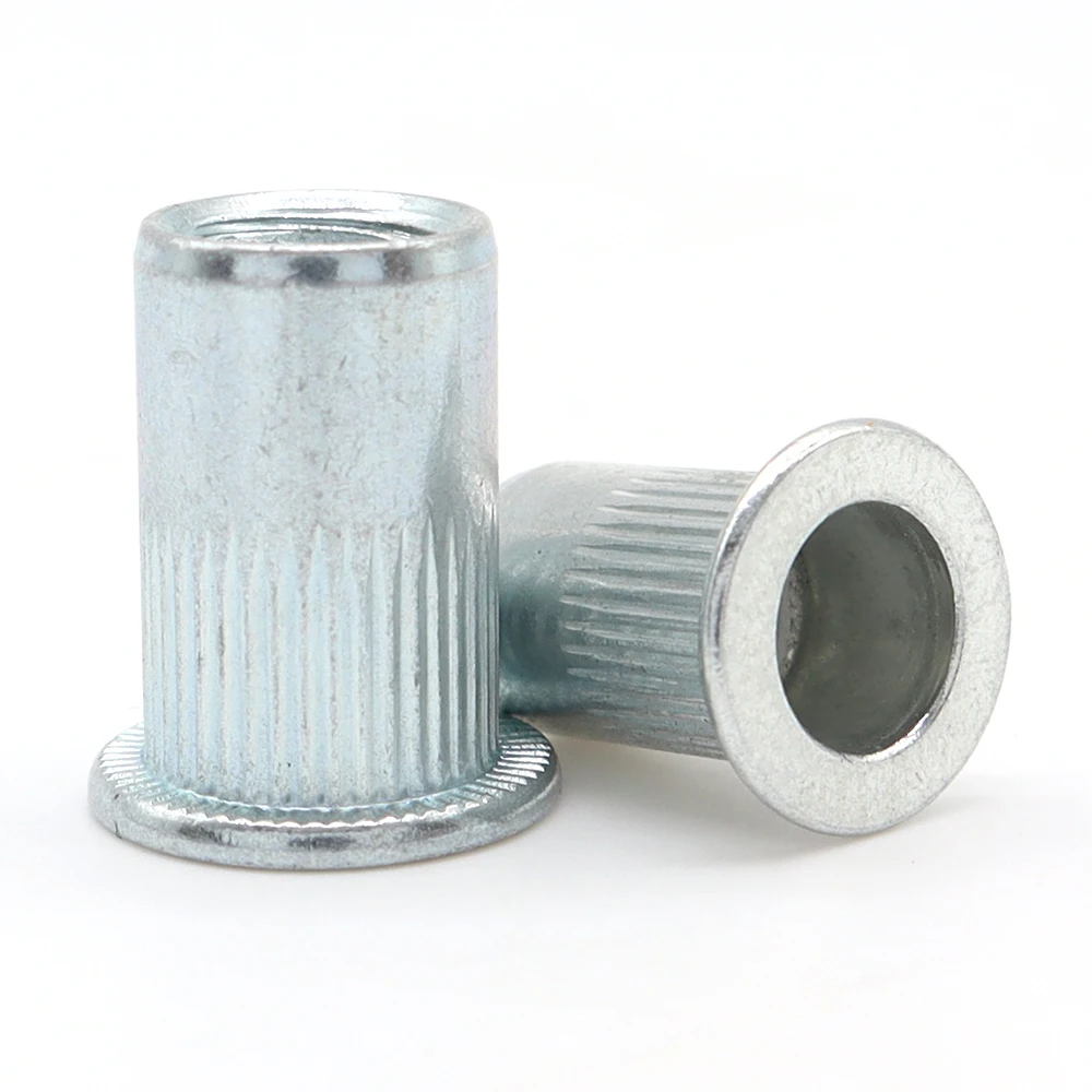 Flat head vertical pattern blue and white zinc blind rivet nut Internal and external hexagonal blind rivet nut m4-m12 rivet nut