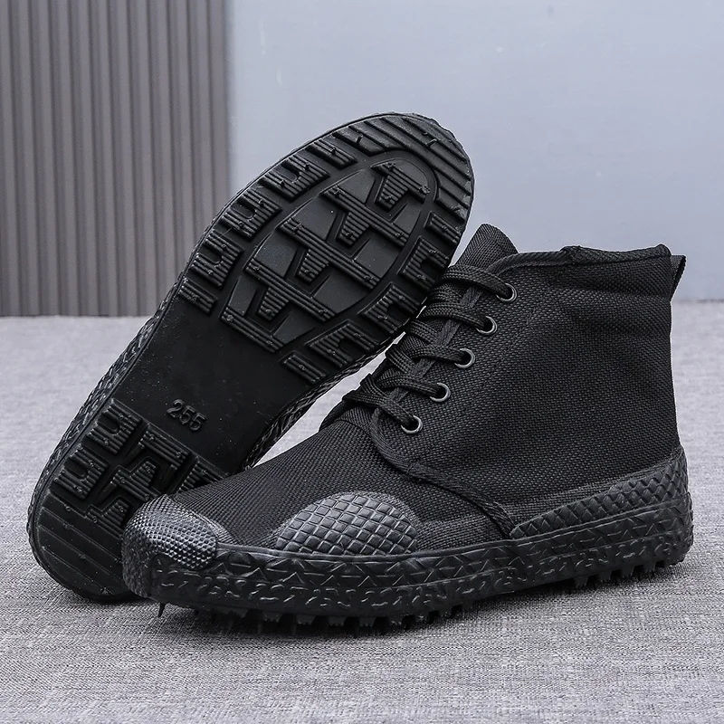 High Top China Factory Cheep Training Work Shoes Agriculture Field Camouflage Black Shoes