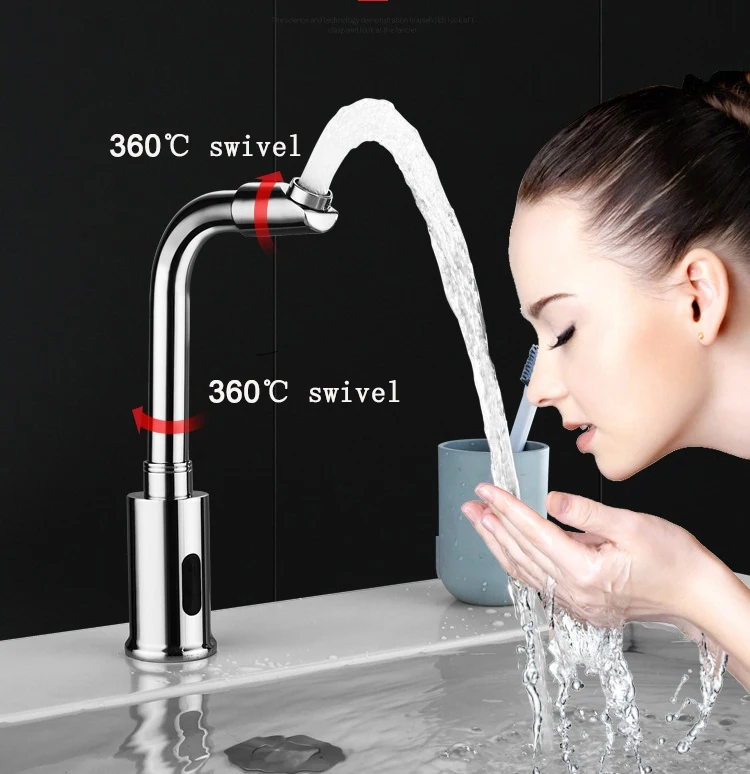 Factory Hot Sell 360 Degree Swivel Wash Tap Smart Automatic Sensor Mixer Basin and Kitchen Faucet