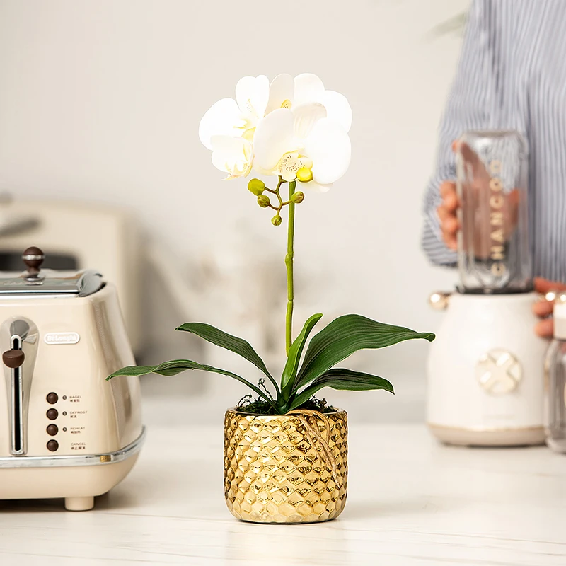 High Quality Real Touch Orchid Branch Pot Artificial Orchids Flowers For Wedding Party Home Decoration