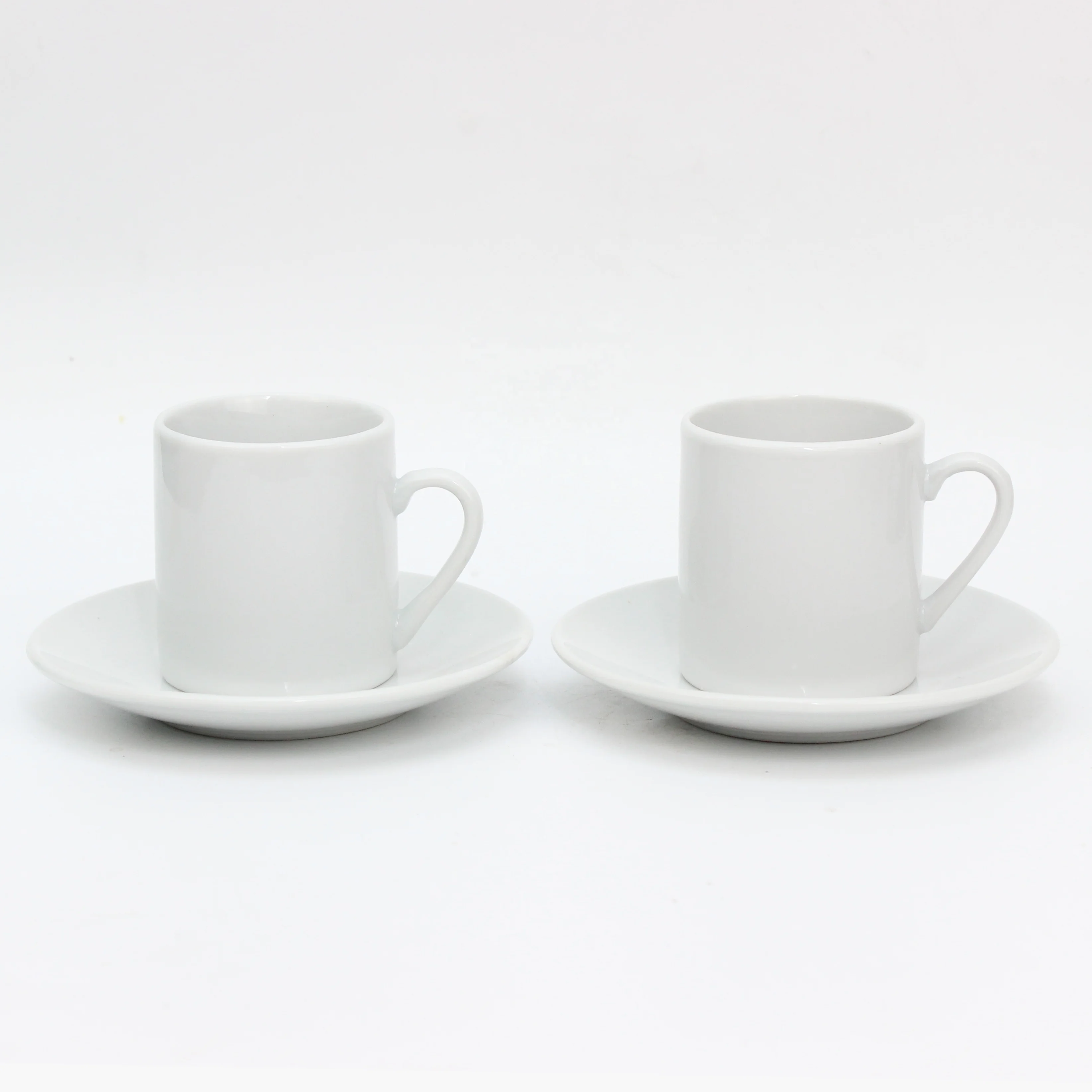Espresso Cups Set of 2 With Matching Saucers  Premium White Porcelain, 4 Piece Gift Box Demitasse Set  Italian Caffe Mugs