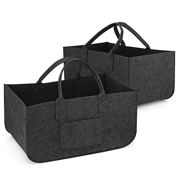 Упаковка из 2 фетровых мешков для дрова, складная деревянная корзина с карманом