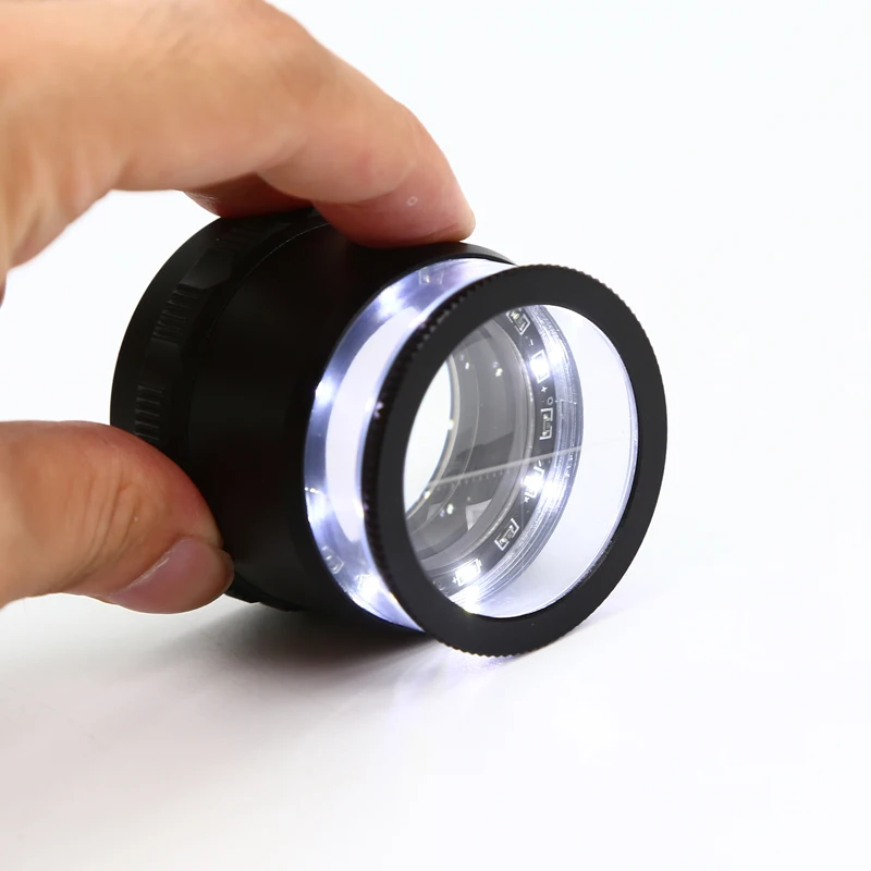 10x LED ring lamp Jewelry magnifying glass Dome measuring Loupe