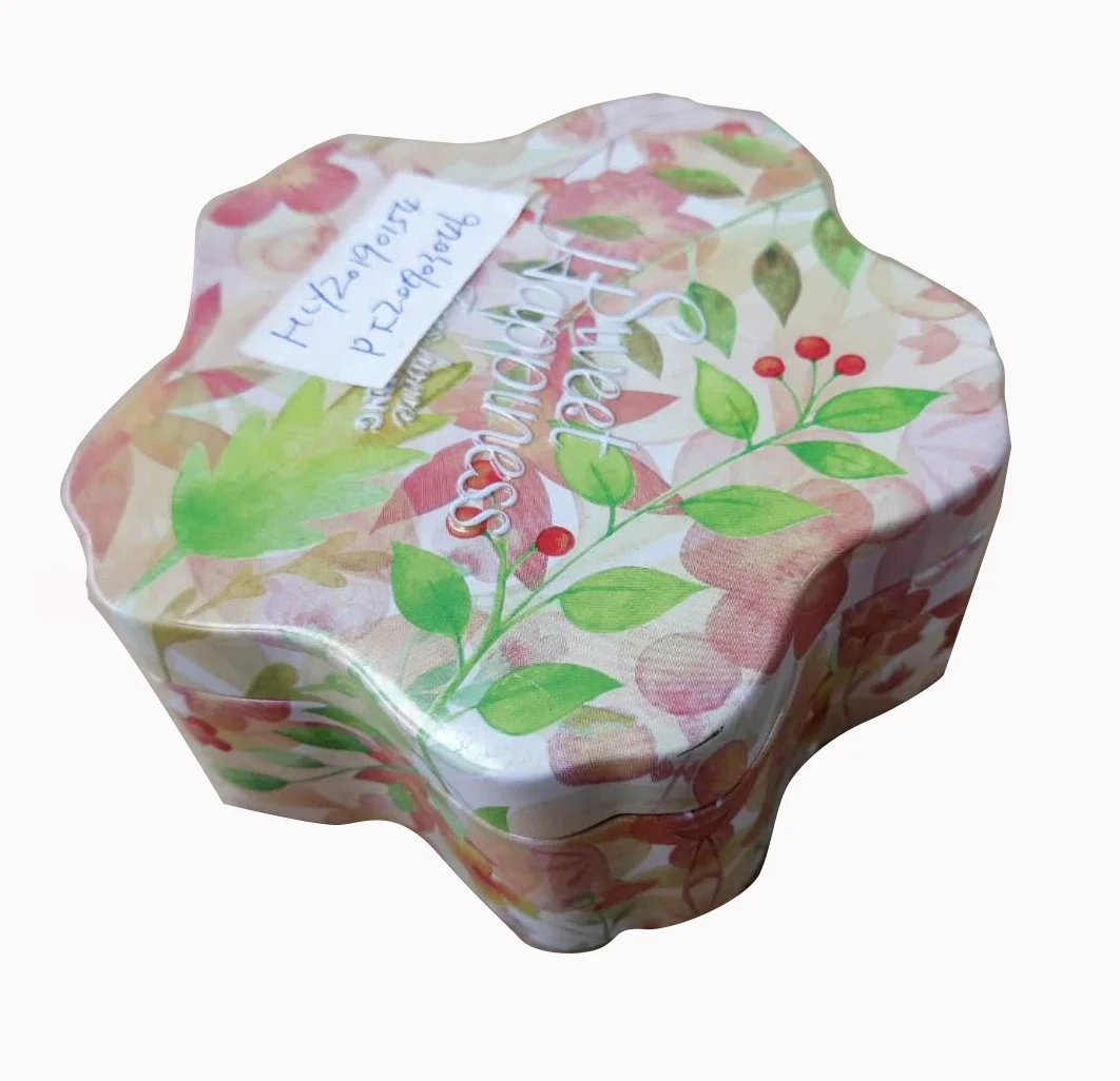 Xmas flower shaped  wedding favor sugar candy metal  tin boxes