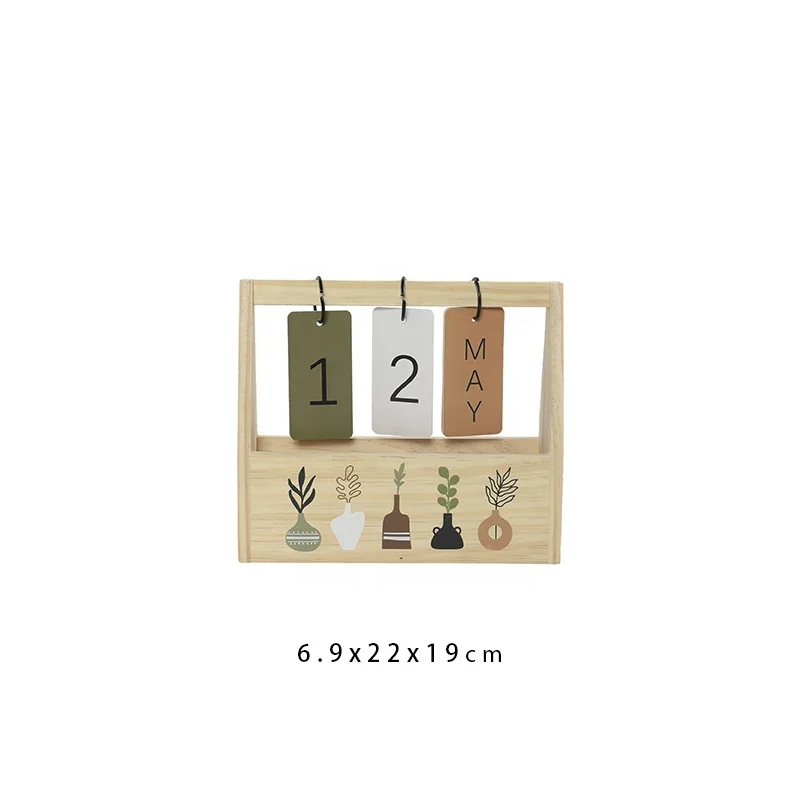 New Modern Wooden Calendar Blocks Desktop Perpetual Calendar for Month Date Display Home Office Decoration