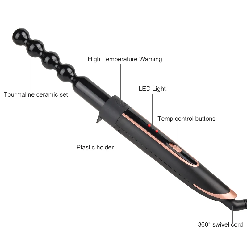 Meinuo 3 in 1 LED display Hair Curling Wand curler tong for home use