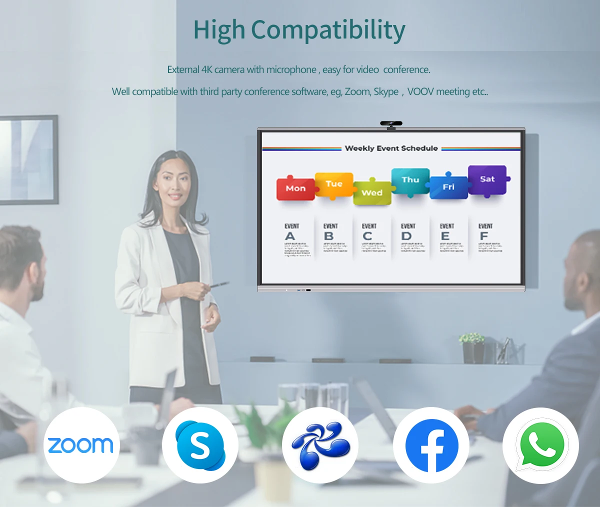 55 65 75 85 86 98 Inch 4K 3840x2160 Electronic Screen Active Smart Board Interactive Electronic White board