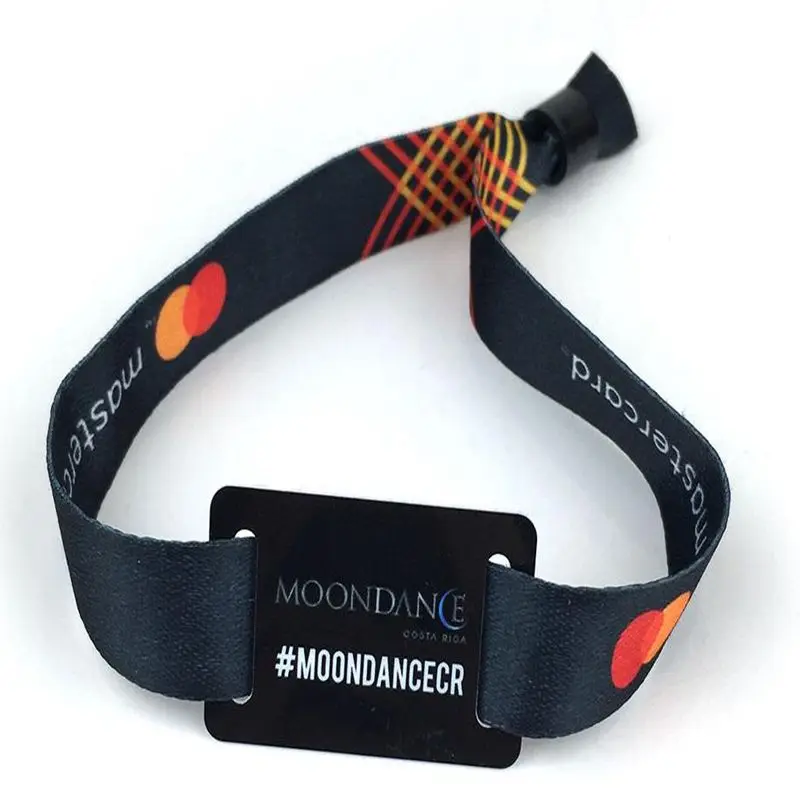 Корпоративный персонализированный дизайн партии на заказ RFID NFC браслет оптом ткань с замком