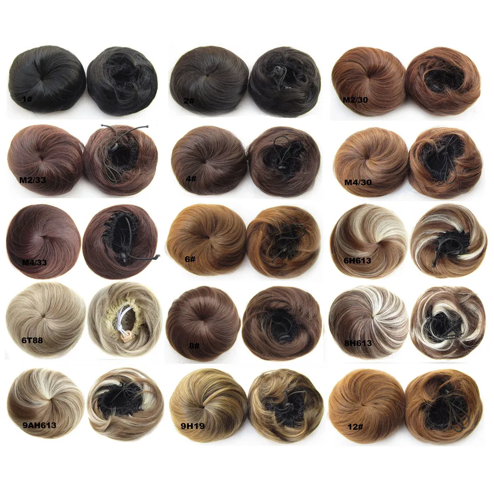 
New style clip in on elastic net hair bun Chignon Ponytail Drawstring Hairpieces 14 kinds of colors available 