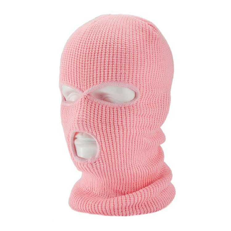 Wholesale Winter Knitted Colored 100% Acrylic Three 3 Holes Ski Mask