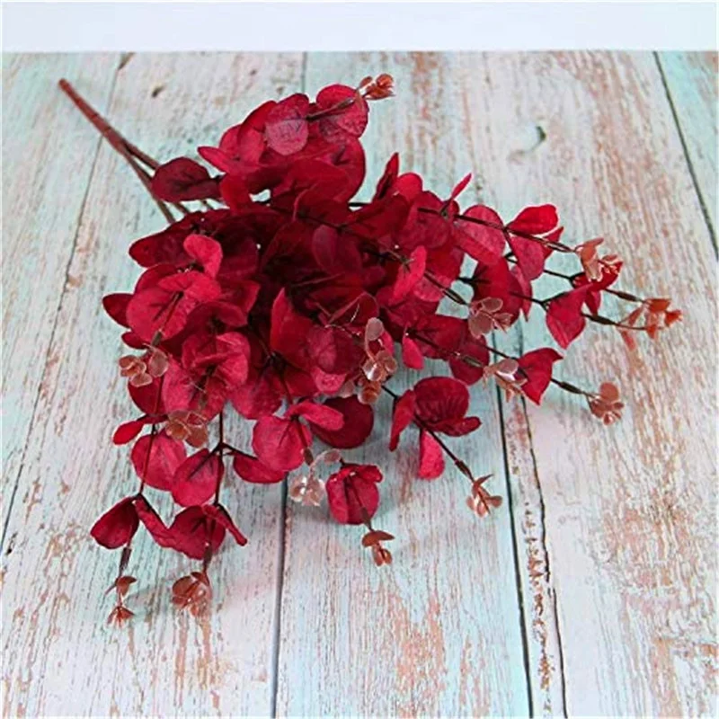 Handmade Artificial Flower Faux Silk Eucalyptus Real Touch Leaf Centerpiece Stems