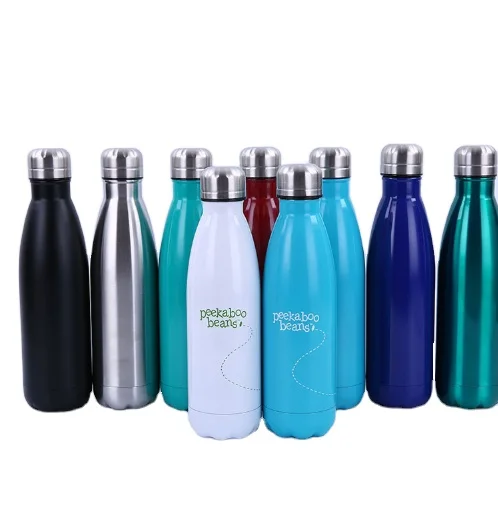 
350ml/500ml 1 liter Double Wall Stainless Steel vacuum insulated cola shape sports water bottle 