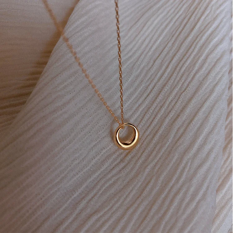 MAXERY 925 sterling silver 2022 new geometric circle necklace female clavicle chain gold necklaces