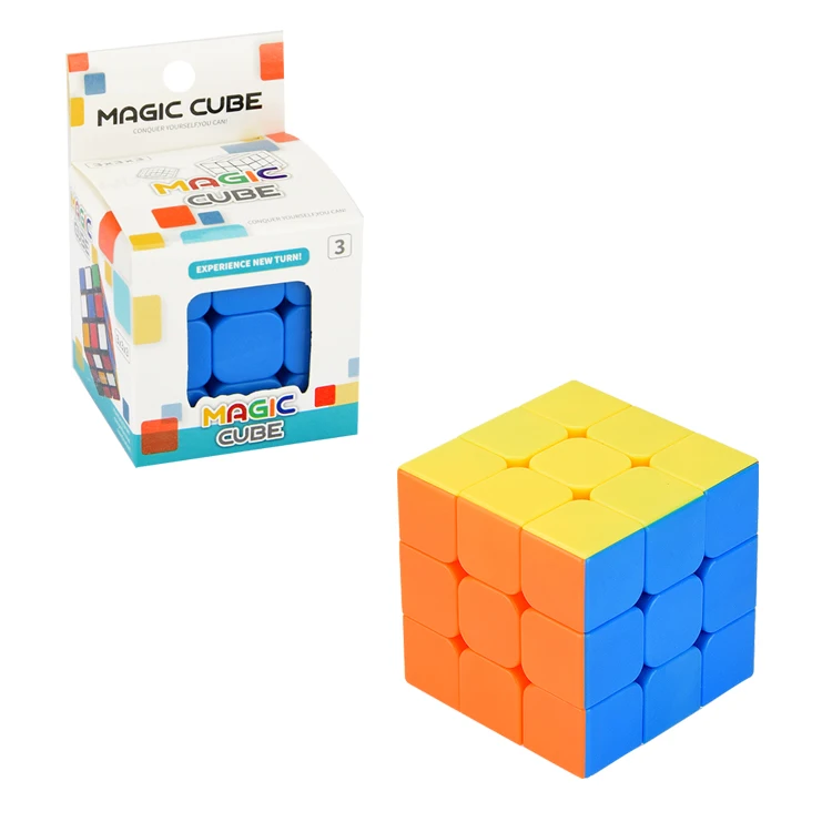 Educational Toys Durable Third Order Real Color Plastic Magic Puzzle Cube For Kids Plastic Magic Cube 3*3*3
