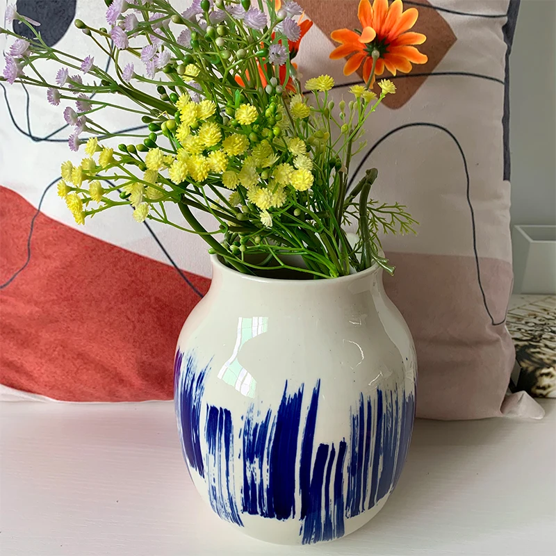 Manufacturer ceramic home decoration flower vases with hand-painting