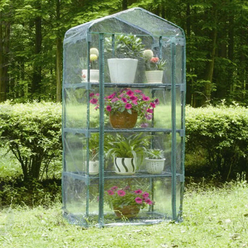 Wuhuan mini 4 tier garden flower greenhouse for green house tools