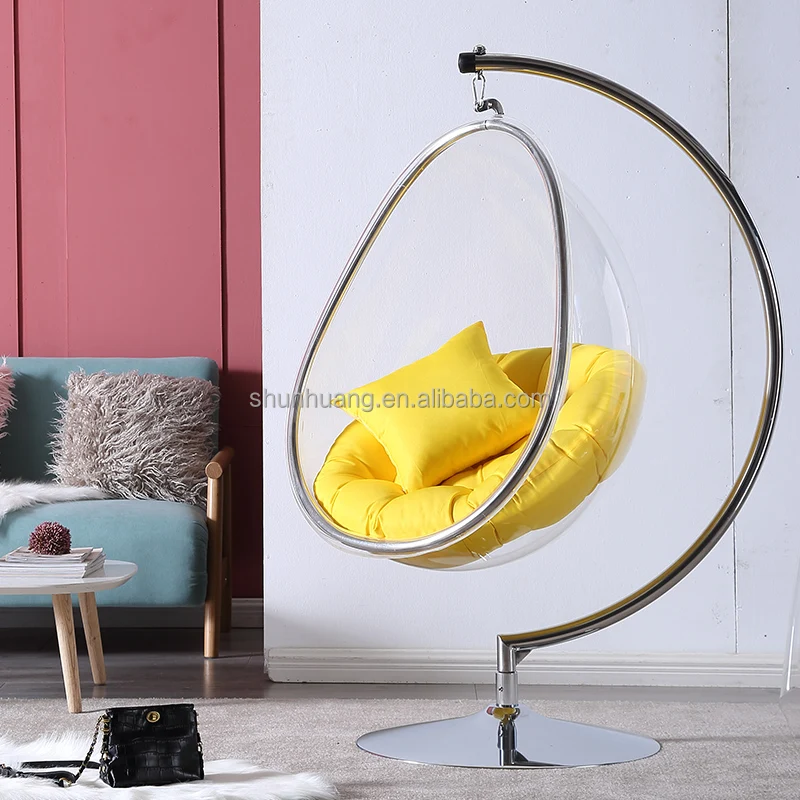Newest dining room golden stainless steel hanging chair garden swing chair outdoor hanging bubble chair