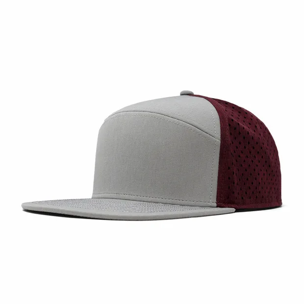 Custom Logo 5/6/7 Panel Flat Bill Hip Hop Luxury Snapback Caps Waterproof Laser Cut Hole Perforated Hat