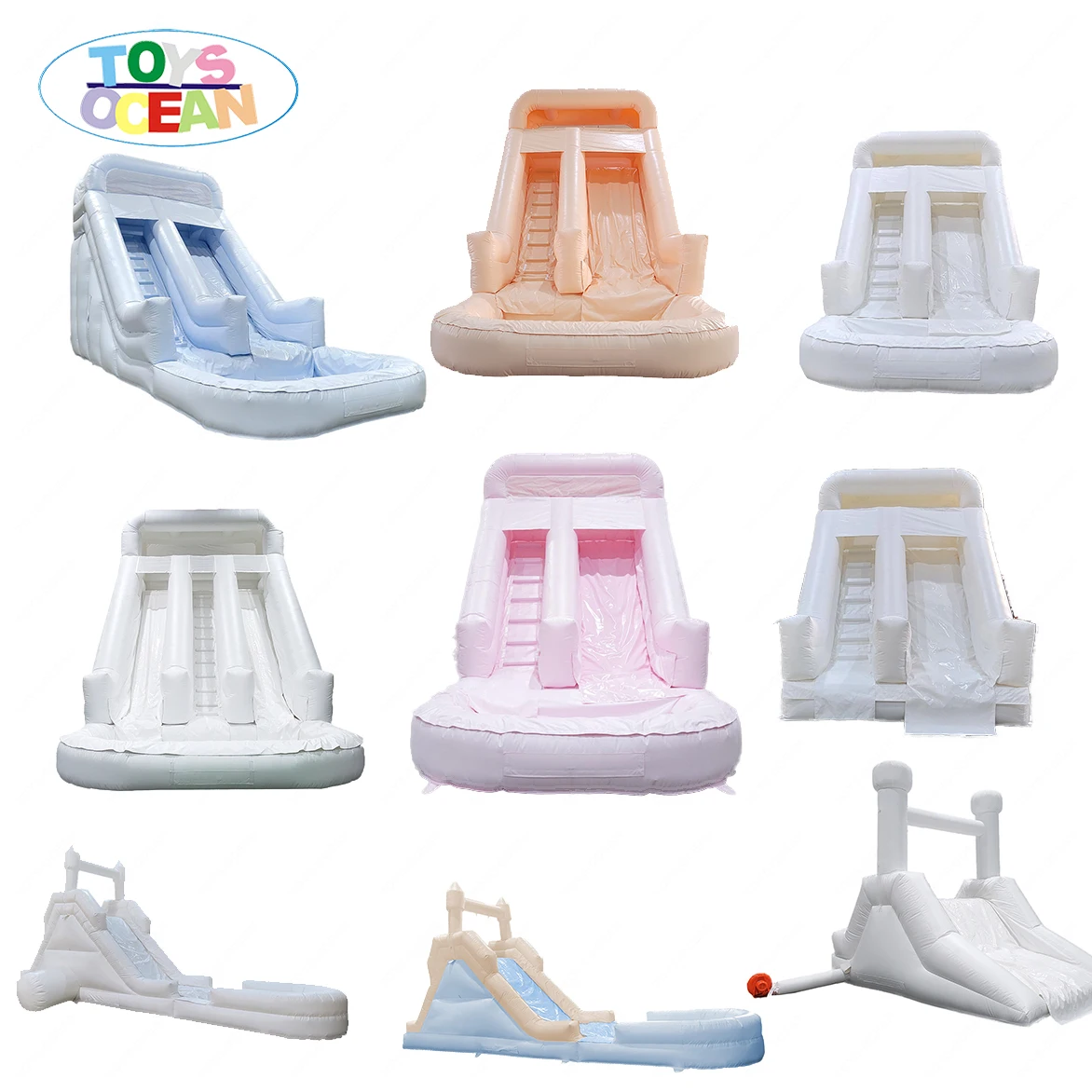 Custom commercial grade PVC removable slide white inflatable water slide with pool