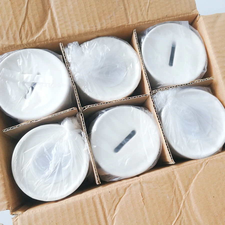 Topjlh Sublimation Blank White Ceramic Cans Shape Money Saver Piggy Bank White Ceramic Coin Bank 11oz