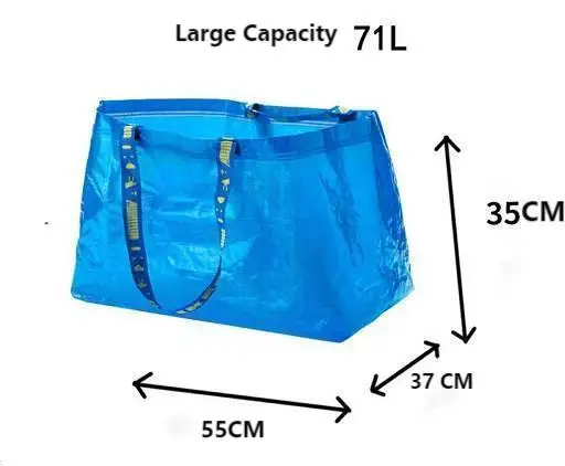 Eco Packaging Bags Carry Bag PP Woven Shopping Plastic -friendly Heavy Duty Blue Shinny 14L 36L 71L Supermarket Bag Recyclable