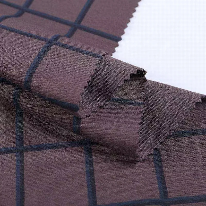 50s R/N/SP plain dye knitted stretch rayon blend custom fabric printed plaid ponte roma fabric for pants