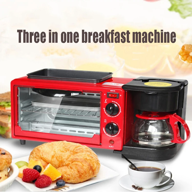 Multi function  3 in 1 with toaster coffee maker and frying pan breakfast machine