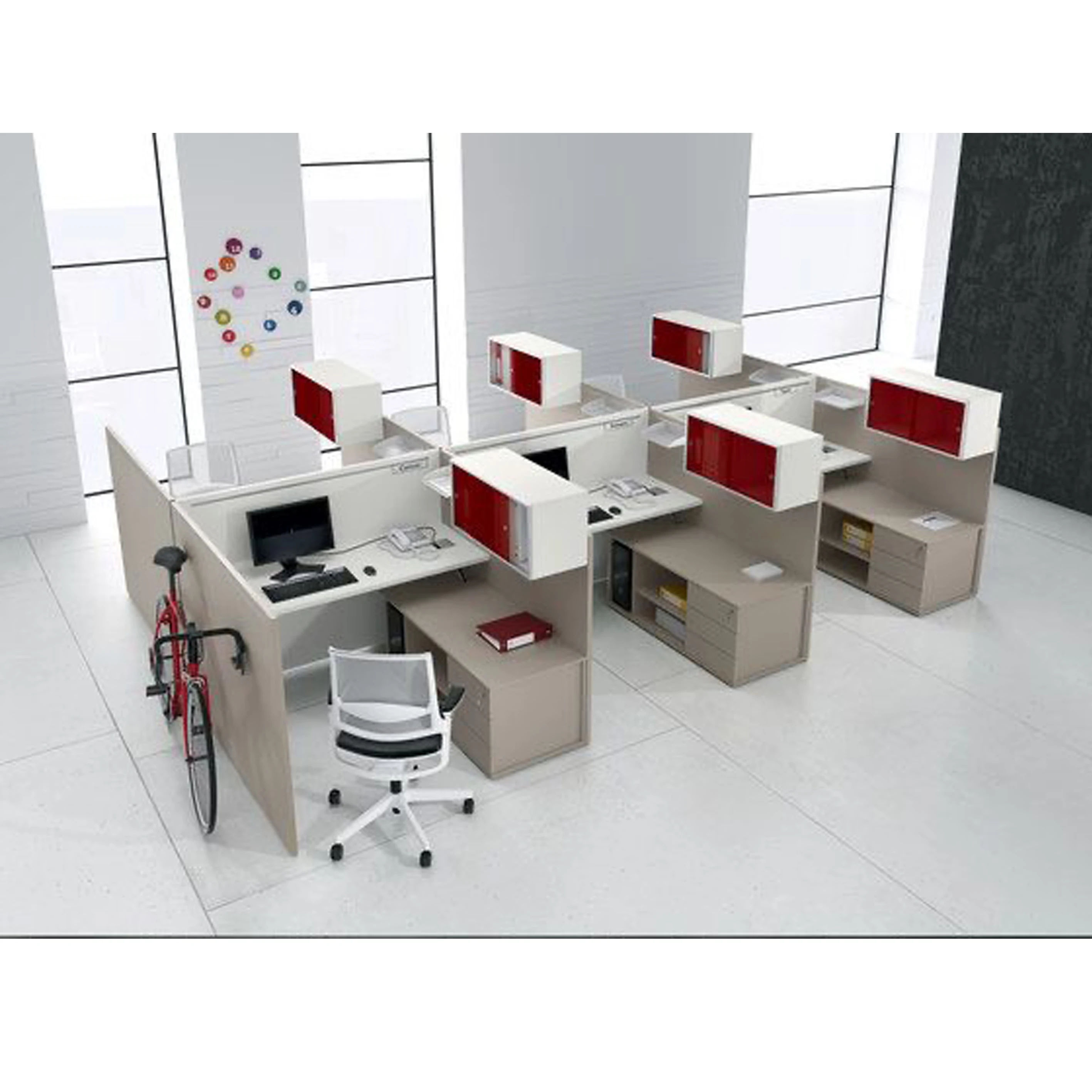 Классическая Высококачественная рабочая станция руководителя на 2 / 4 человека модульная перегородка для кабинета с подвесным шкафом деревянный офисный стол