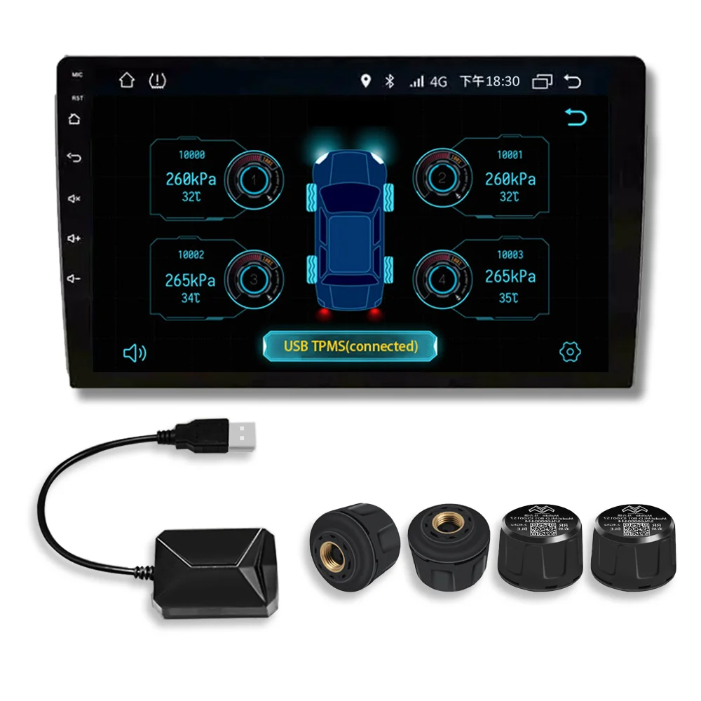 USB TPMS Tire Pressure Monitor TPMS Android Wireless Transmission Bar/Psi Monitoring Alarm Security System