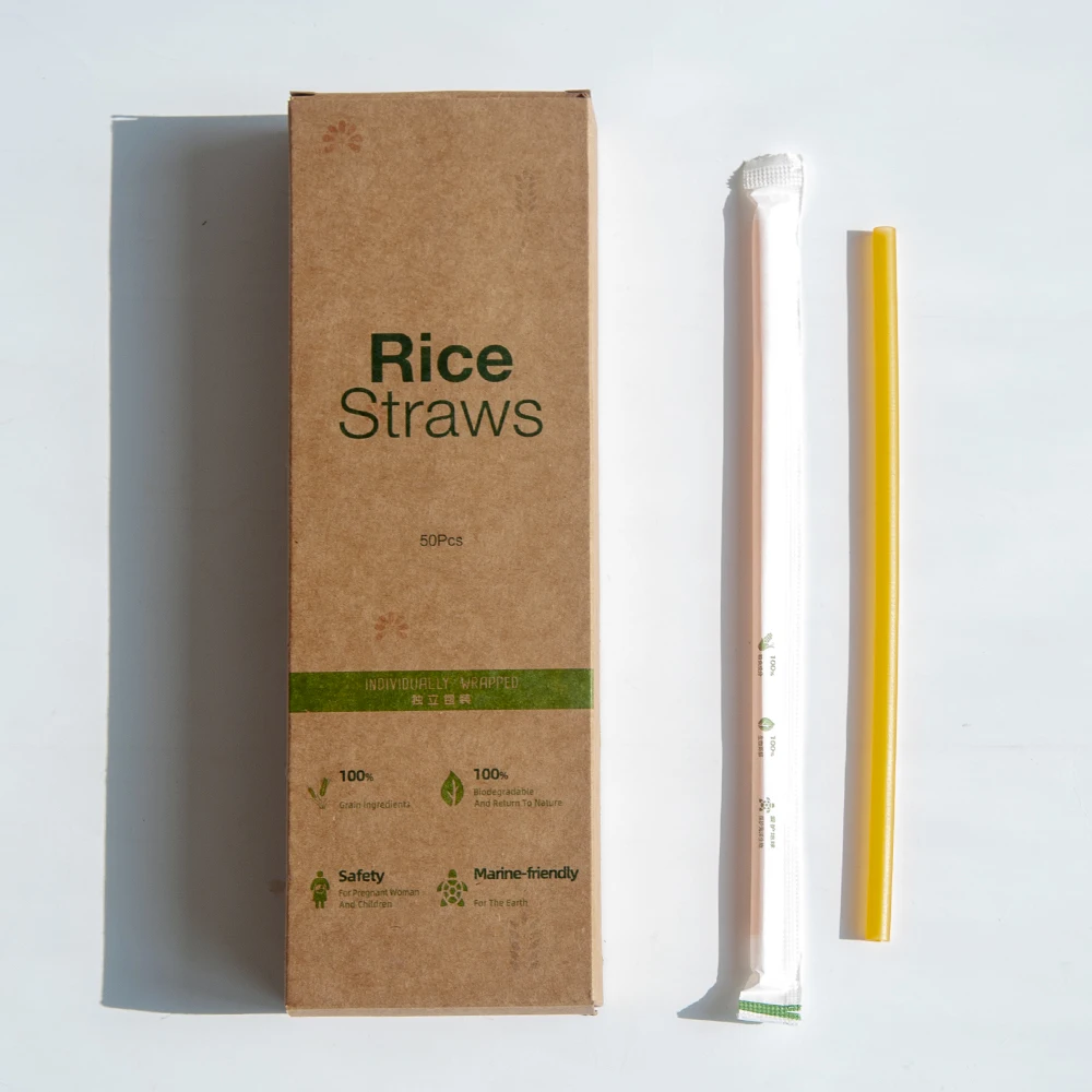 Individual packed biodegradable straws Edible Colorful eatable Cornstarch Juice Rice straw
