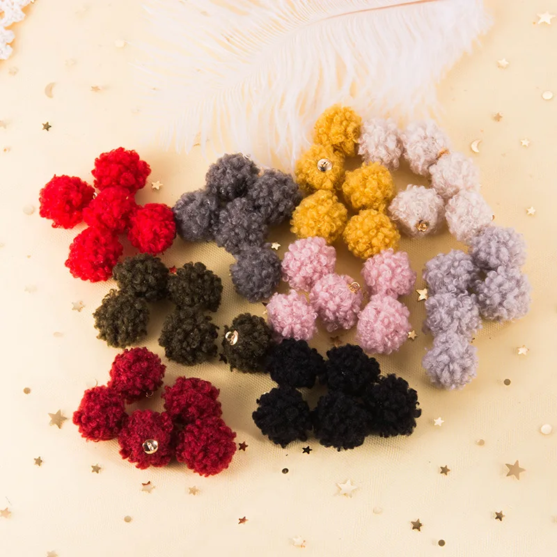 Cheap 15mm Leopard Print Fur Ball Beads Handmade Accessories Colorful Round Pendants For DIY Earring Necklace Pendant