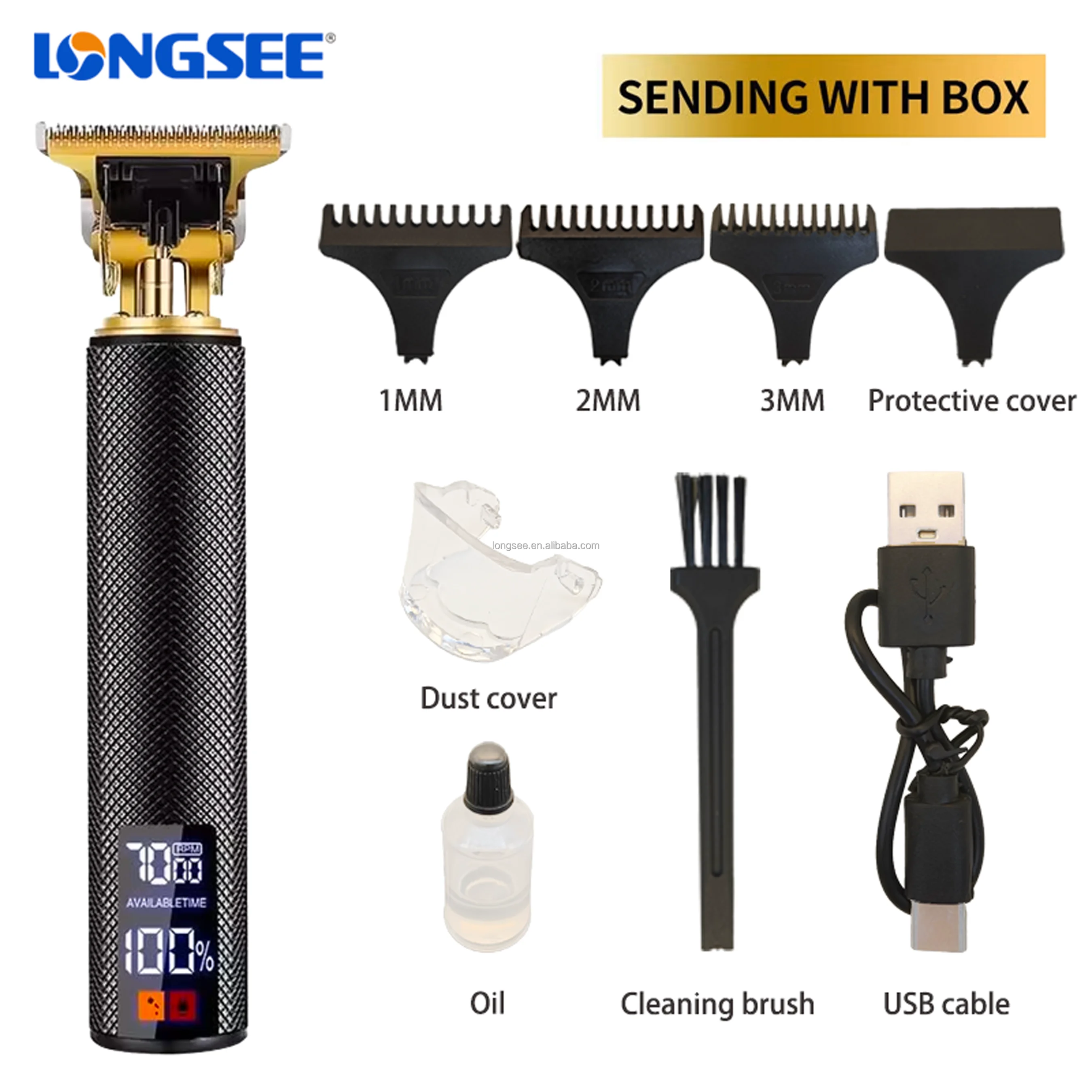 New 2024 Hot selling vintage T9 Hair Clipper Rechargeable LCD display good price professional shaving machine trimmer for men