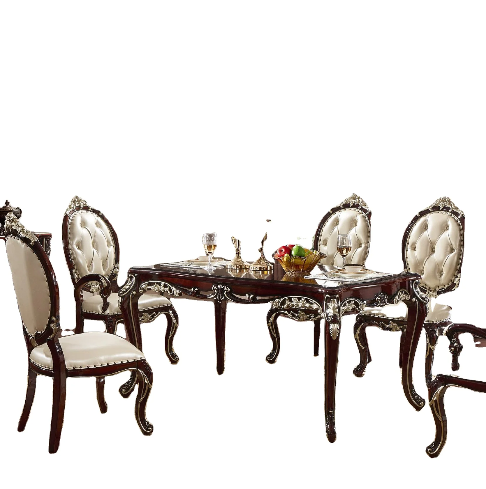 classical dinning table set dining room furniture European luxury dining table set with 6 chairs