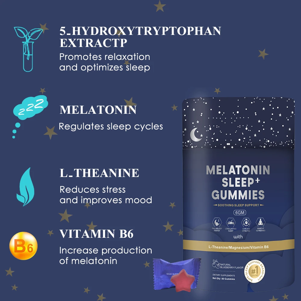 OEM private label Melatonin  5-htp magnesium gummies Better  Natural sleep gummies Sleeping relax gummies for adult and children