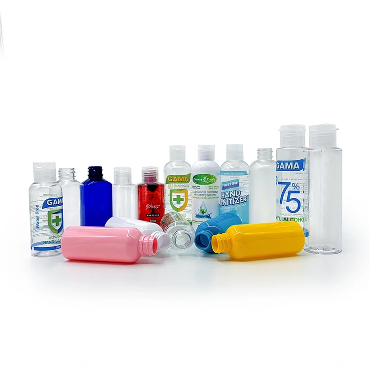 Stock!! 50ml 100ml PET Hand Sanitizer Gel Bottle Flip Top Cap Disc Top Cap PET Plastic Bottles Manufacturer