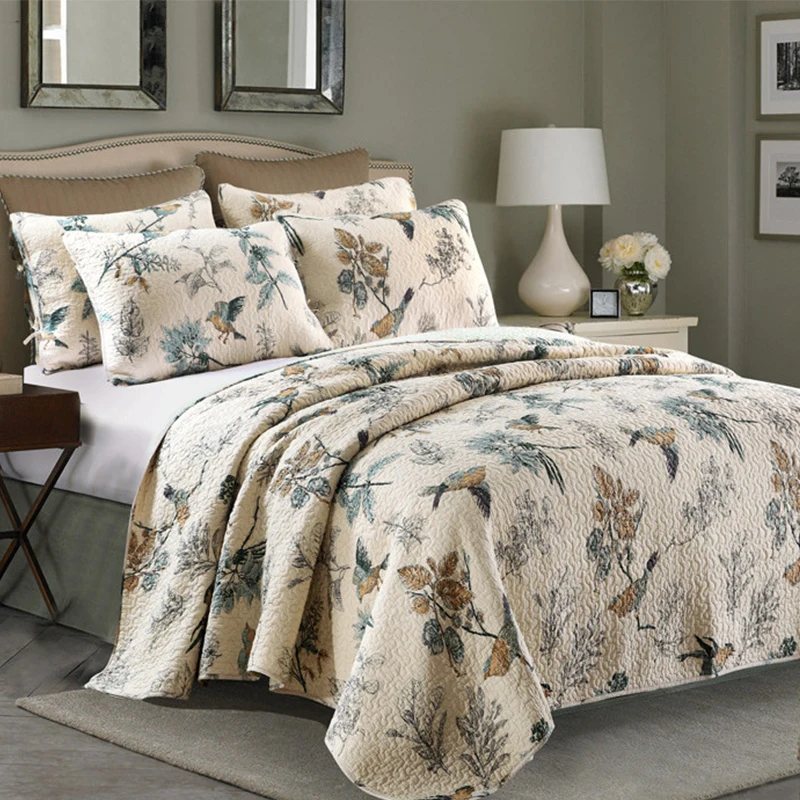 Высококачественные стеганые одеяла с принтом на заказ, хлопковые стеганые покрывала, комплект постельных принадлежностей из 100% хлопка