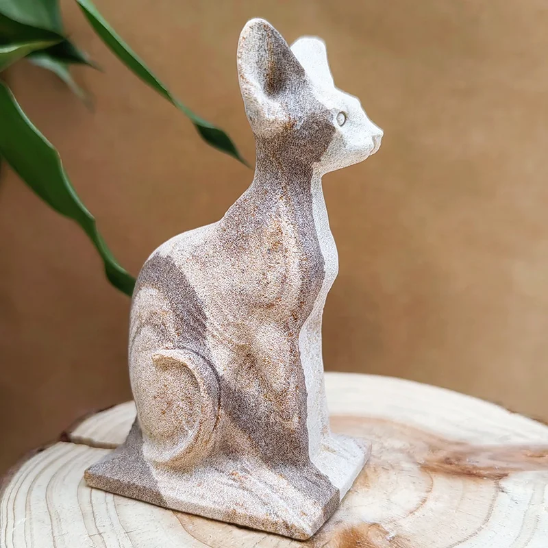 Natural Sand Stone Egyptian Bastet Goddess Egyptian Altars Collectibles Figurine Animal Egyptian Statues