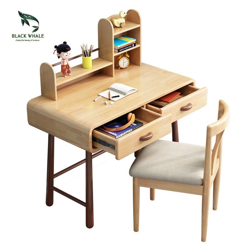 
Solid Wood Kids Study Table Children Furniture Sets Fashion Computer Table Storage Desk 