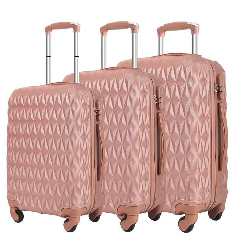 Popular Large Trolley Suitcase Durable Plastic Light Weight Pink Luggage Sets